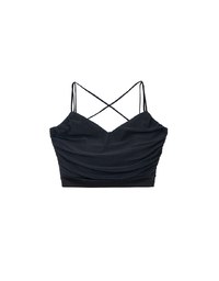 Sexy Mesh Ruched Double Strap Padded Cami Top