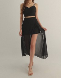 Sheer Flowy Slit Chiffon Maxi Skirt