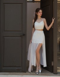 Sheer Flowy Slit Chiffon Maxi Skirt