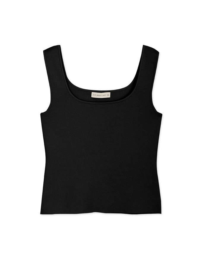 Minimalist Square Neck Knit Tank Top - AIR SPACE