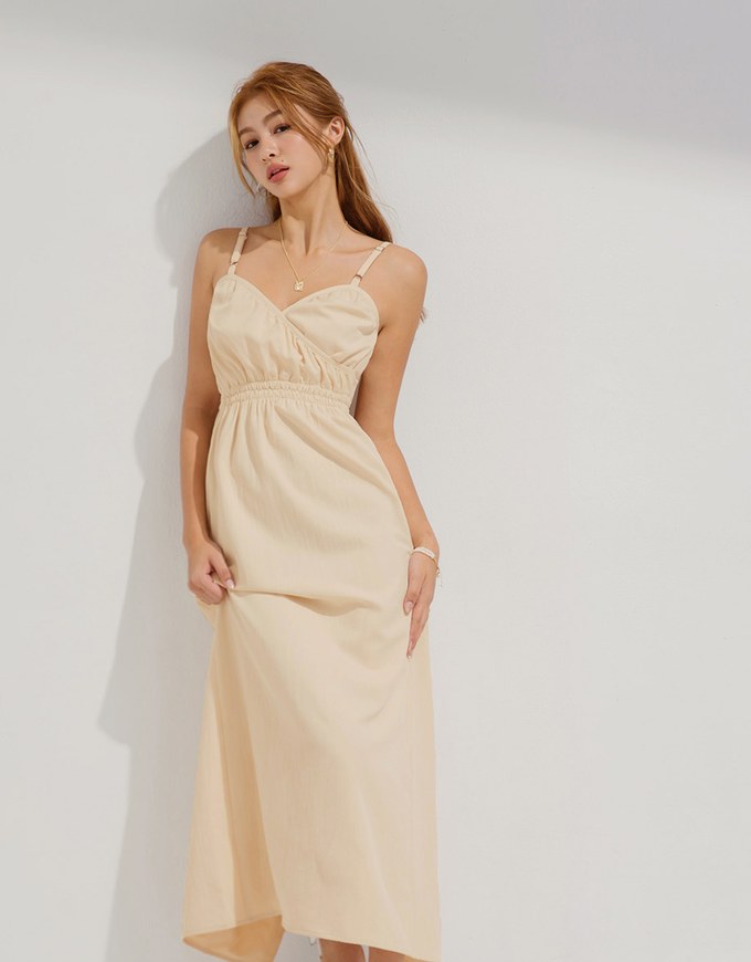 2WAY Thin Strap Button Up Maxi Dress - AIR SPACE